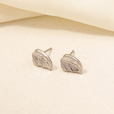 304 Stainless Steel Leaf Stud Earrings for Women BE5708-9-1