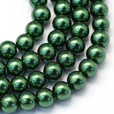 Baking Paint Pearlized Glass Pearl Round Bead Strands X-HY-Q003-4mm-75-1