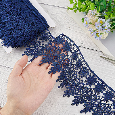 7.5 Yards Polyester Flower Lace Ribbon DIY-GO0001-77-1