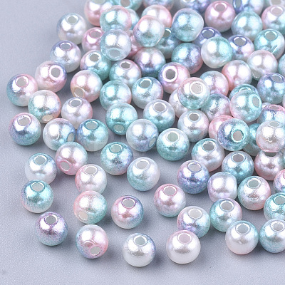 Rainbow ABS Plastic Imitation Pearl Beads OACR-Q174-4mm-05-1
