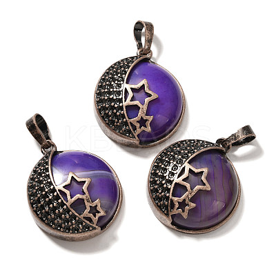 Natural Purple Banded Agate(Dyed & Heated) Pendants G-P560-01R-11-1