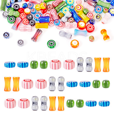 75Pcs 5 Styles Handmade Millefiori Lampwork Beads LAMP-PJ0001-03-1