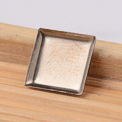 Tarnish Resistant Square 304 Stainless Steel Plain Edge Bezel Cups STAS-E104-21A-1
