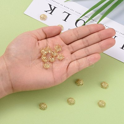 Flower Brass Fancy Bead Caps KK-P032-01-NR-1