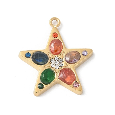 304 Stainless Steel Rhinestone Pendants STAS-Z122-51G-02-1