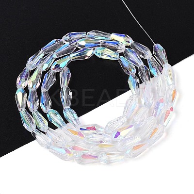 AB Color Plated Transparent Glass Teardrop Beads Strands EGLA-T029-08A-1
