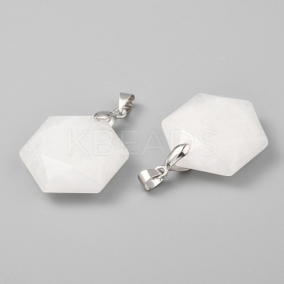 Faceted Natural White Jade Pendants X-G-F340-03O-1