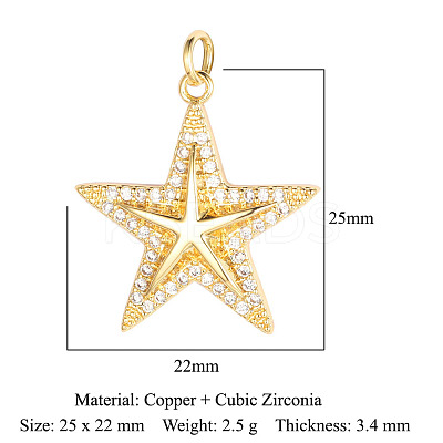 Brass Micro Pave Clear Cubic Zirconia Pendants ZIRC-OY001-11G-1