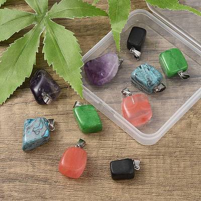 10Pcs 5 Styles Natural & Synthetic Mixed Gemstone Pendants G-YW0001-37-1