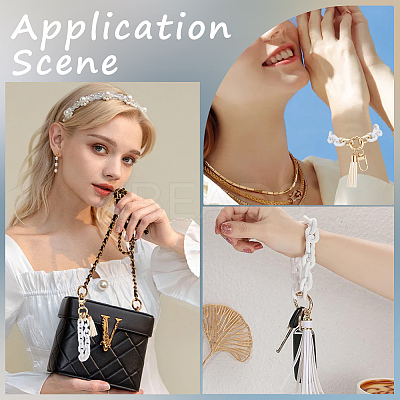 2Pcs Acrylic Cable Chain Bracelet Pendant Decorations AJEW-SC0003-71E-1