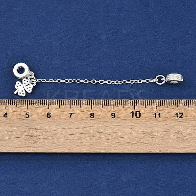 Brass Pave Clear Cubic Zirconia European Safety Chains with Charms KK-L236-16A-S-1