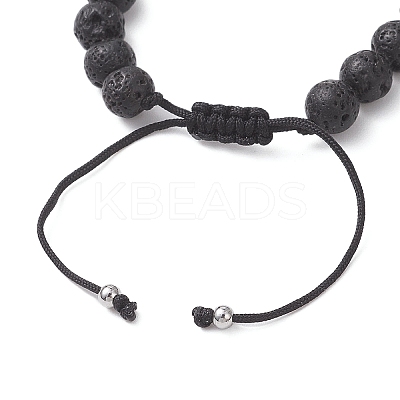 Natural Rose Quartz & Lava Rock Beads Braided Bead Bracelets for Women BJEW-JB12924-02-1