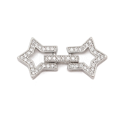 Brass Micro Pave Clear Cubic Zirconia Fold Over Clasps KK-C075-10P-1