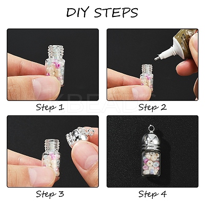 30Pcs 4 Styles Glass Bottle Pendants GLAA-YW0004-23-1