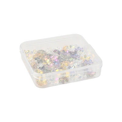 70Pcs 5 Colors Transparent Electroplate Glass Bead Caps EGLA-FS0001-55-1