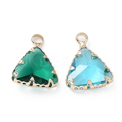 Brass and K9 Glass Pendants KK-Z031-17KCG-1