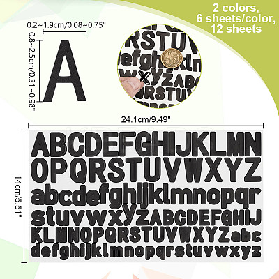 12 Sheets 2 Colors Letter A~Z PVC Waterproof Self-Adhesive Stickers STIC-GA0001-21-1