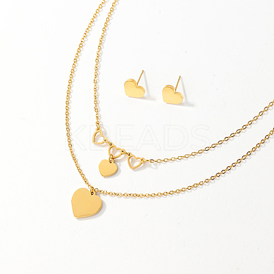 Golden 201 Stainless Steel Jewelry Set QE0758-3-1