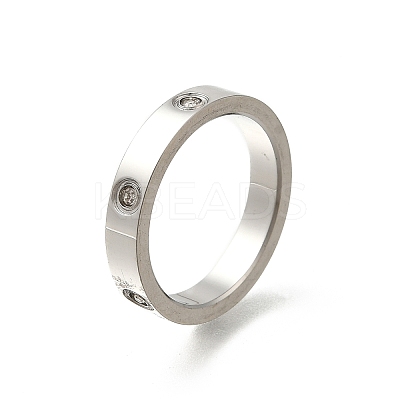 304 Stainless Steel Crystal Rhinestone Finger Rings for Women RJEW-B120-02P-1