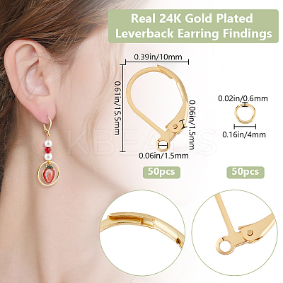 50Pcs 304 Stainless Steel Leverback Earring Findings FIND-BBC0003-16-1