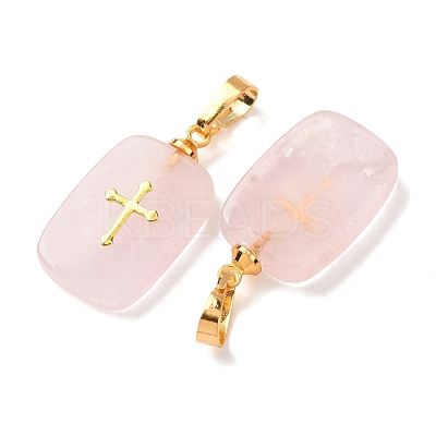 Natural Rose Quartz Pendants G-G461-06G-08-1