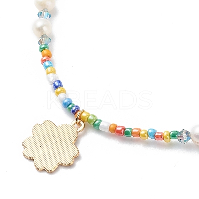 Alloy Enamel Sakura Pendant Necklace NJEW-JN04052-1