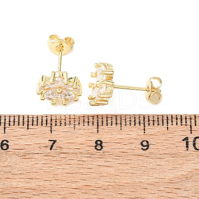 Brass Micro Pave Cubic Zirconia Flower Stud Earrings LS-EJEW-H174-01B-G-1
