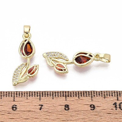 Brass Micro Pave Cubic Zirconia Pendants KK-T071-111G-1