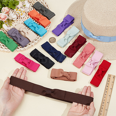 18Pcs 18 Colors Women's Faux Suede Bowknot Stretchable Hat Band AJEW-OC0014-22-1