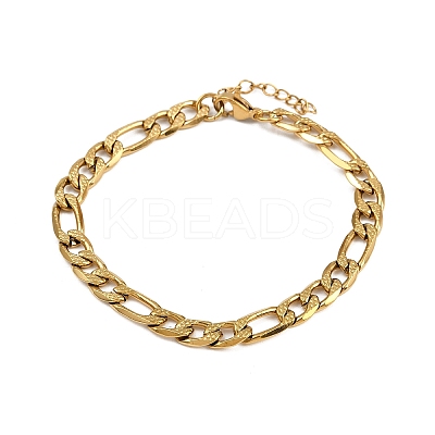 304 Stainless Steel Figaro Chain Bracelets for Women BJEW-G757-15G-1
