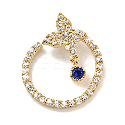 Brass Micro Pave Clear Cubic Zirconia Glass Pendants KK-S386-16G-1