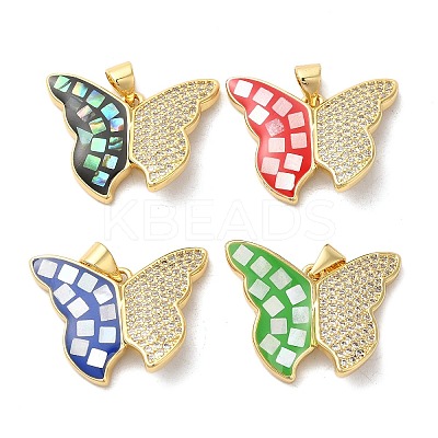 Brass Micro Pave Cubic Zirconia Pendants KK-K385-049G-1