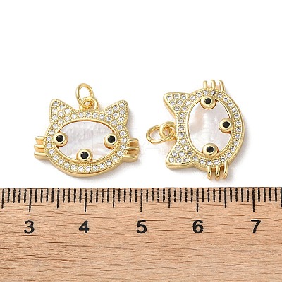 Brass Micro Pave Clear Cubic Zirconia Pendants KK-B083-34B-G-1