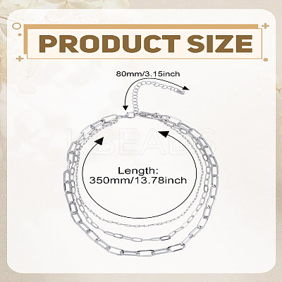 1Pc Alloy Paperclip Chain Double Layer Necklaces for Women NJEW-LP0006-02P-1