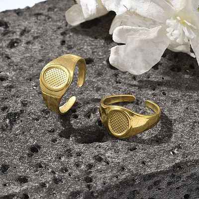 Oval 304 Stainless Steel Cuff Rings for Women RJEW-M019-29G-1