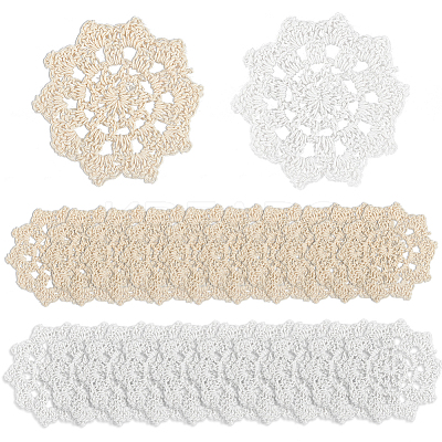 30Pcs 2 Colors Flower Handmade Crochet Cotton Lace Ornament Accessories AJEW-FG0003-74-1