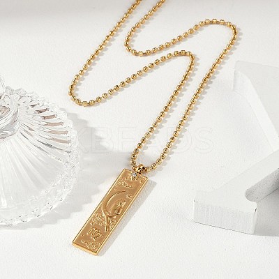 304 Stainless Steel Clear Cubic Zirconia Rectangle Constellation Pendant Necklaces for Women Men NJEW-S435-01G-F-1