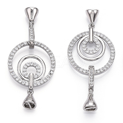 Brass Micro Pave Clear Cubic Zirconia Fold Over Clasps KK-P223-43-1