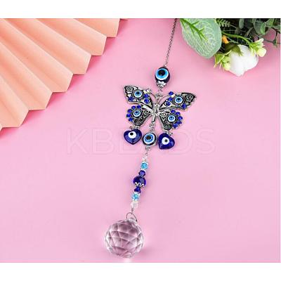 Alloy Butterfly Turkish Blue Evil Eye Pendant Decoration LS-HJEW-M002-14AS-1