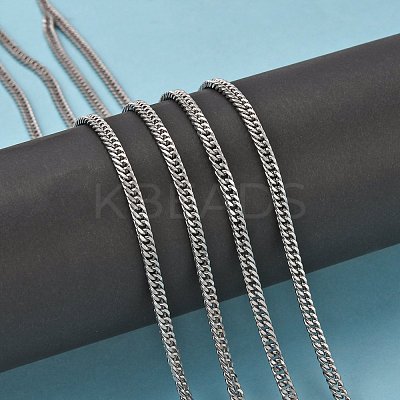 Tarnish Resistant Men's Jewelry Making 304 Stainless Steel Double Link Curb Chains CHS-A003C-0.8mm-1