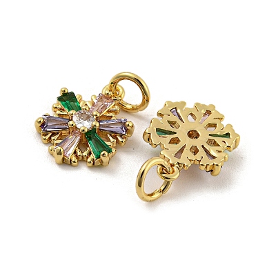 Brass Micro Pave Colorful Cubic Zirconia Pendants KK-G490-24G-1