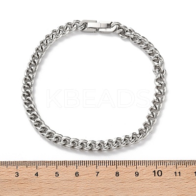 304 Stainless Steel Cuban Link Chain Bracelets for Men BJEW-Z081-01P-01-1