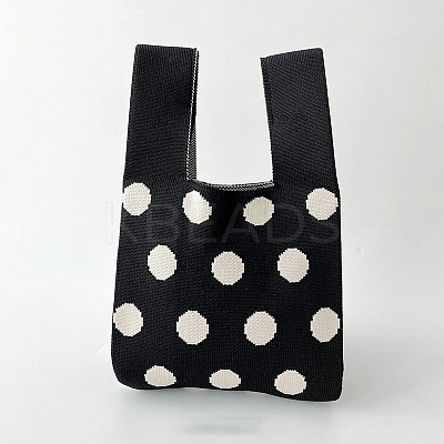 Polyester Polka Dot Knitted Tote Bags PW-WG44981-07-1