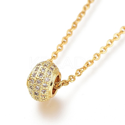 Brass Micro Pave Clear Cubic Zirconia Pendant Necklaces NJEW-A127-16G-1