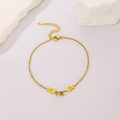 Double Fish 304 Stainless Steel Link Anklets for Women FS-WG2E8EF-01-1