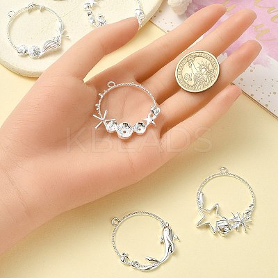 12Pcs 6 Styles Ocean Style Alloy Open Back Bezel Pendants FIND-YW0004-47-1