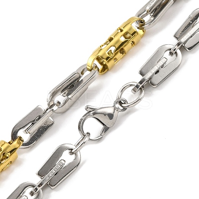 201 Stainless Steel Hollow Column Links Chain Necklace NJEW-F22-39J-GP-1