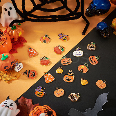 20Pcs 10 Styles Halloween Theme Alloy Enamel Pendants ENAM-TA0003-43-1