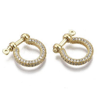 Brass Micro Pave Clear Cubic Zirconia D-Ring Anchor Shackle Clasps ZIRC-S066-047-NF-1
