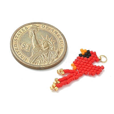 Glass Seed Beaded Bird Pendants PALLOY-MZ00920-01-1